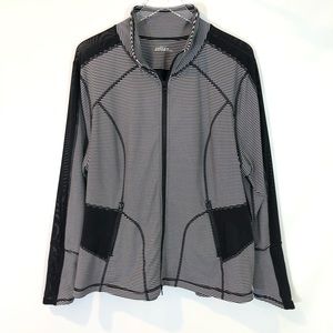 ZELLA BLACK & WHITE MESH PANEL ATHLETIC JACKET 3X